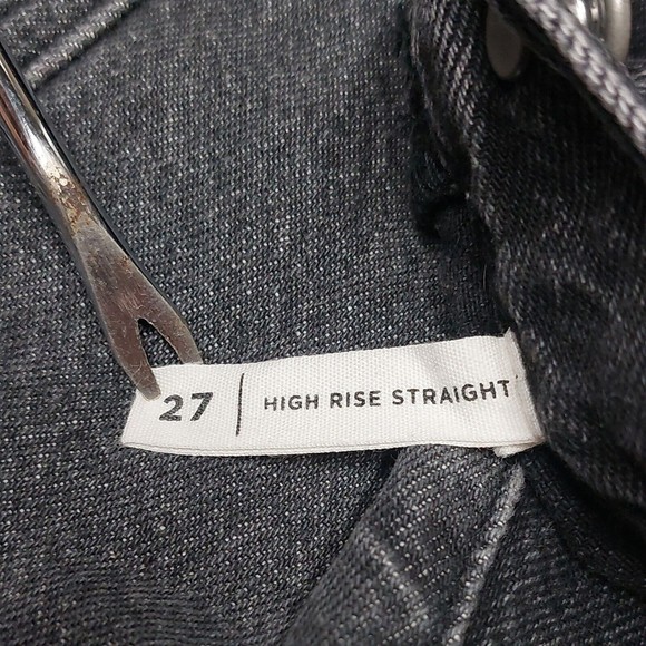 PacSun Jeans Womens Sz 27 Two Toned Black Denim High Rise Straight Button Fly - Picture 7 of 10